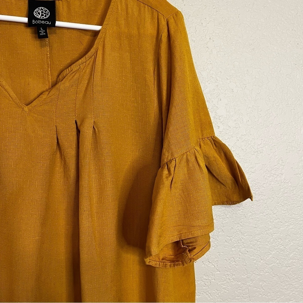 Bobeau Golden Yellow Flutter Sleeve Dress Size Large - Picture 8 of 12